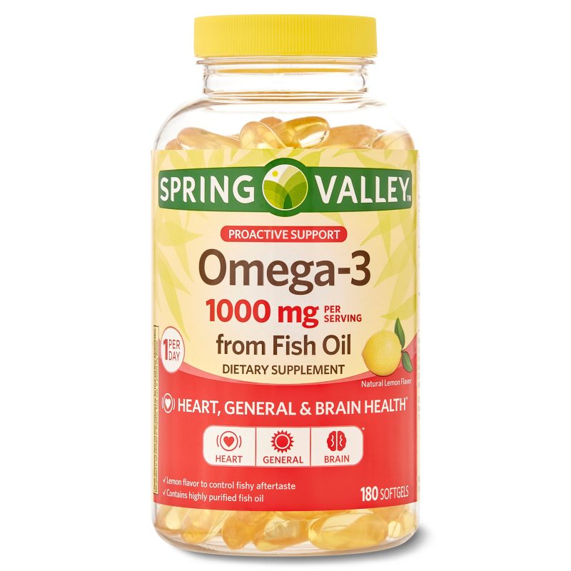 Spring Valley Omega-3 Fish Oil Soft Gels, 1000 mg, 180 Count