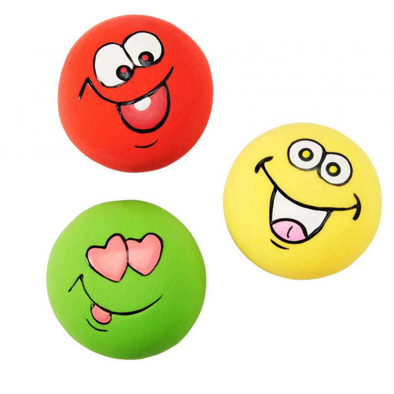 Vibrant Life Playful Buddy Emoticon Dog Chew Toy, Chew Level 2, 3 Count